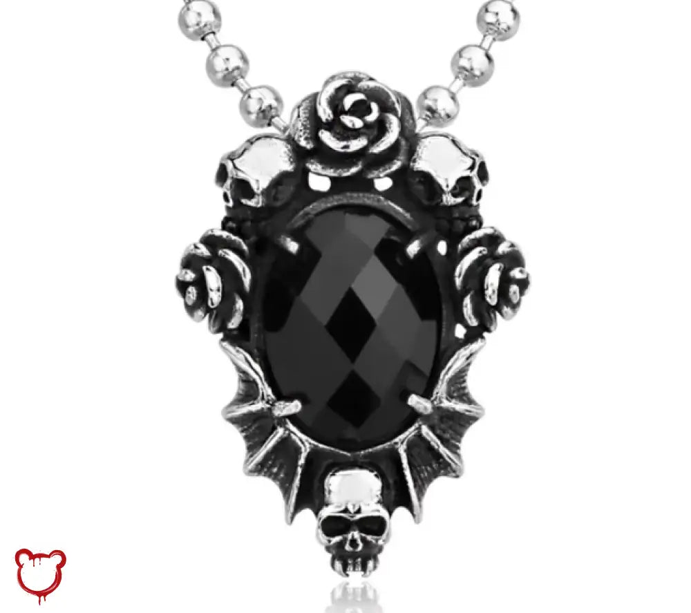 "Dahlia Skull Rose Necklace" - The Cursed Closet