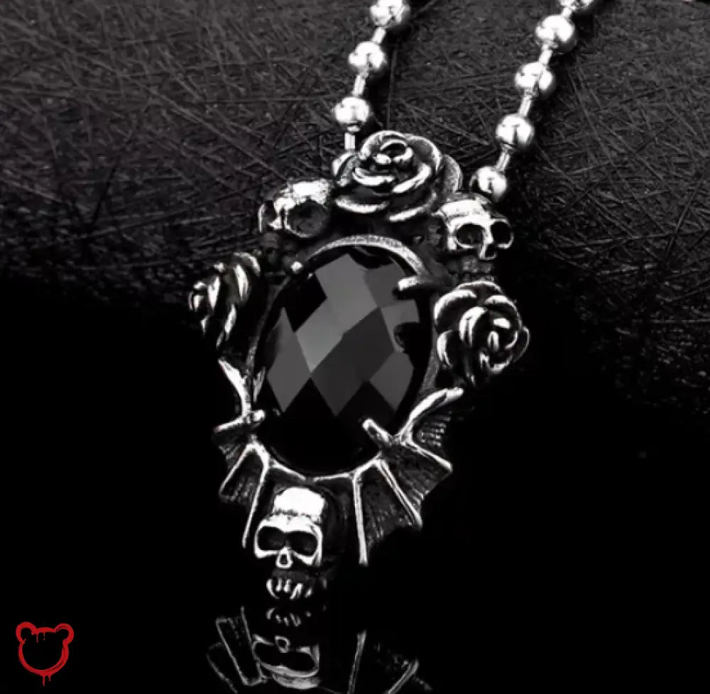 "Dahlia Skull Rose Necklace" - The Cursed Closet