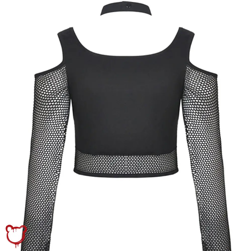 Dark Cut-Out Net Top Clothing