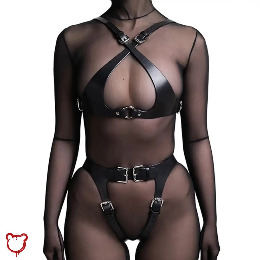 Dark Faux Leather Body Harness Accessories