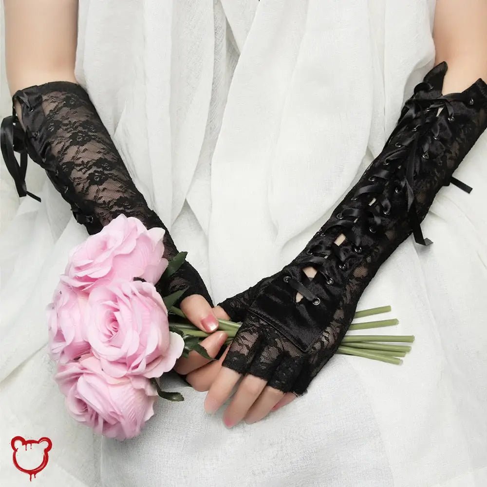 "Dark Lace Goth Gloves" - The Cursed Closet