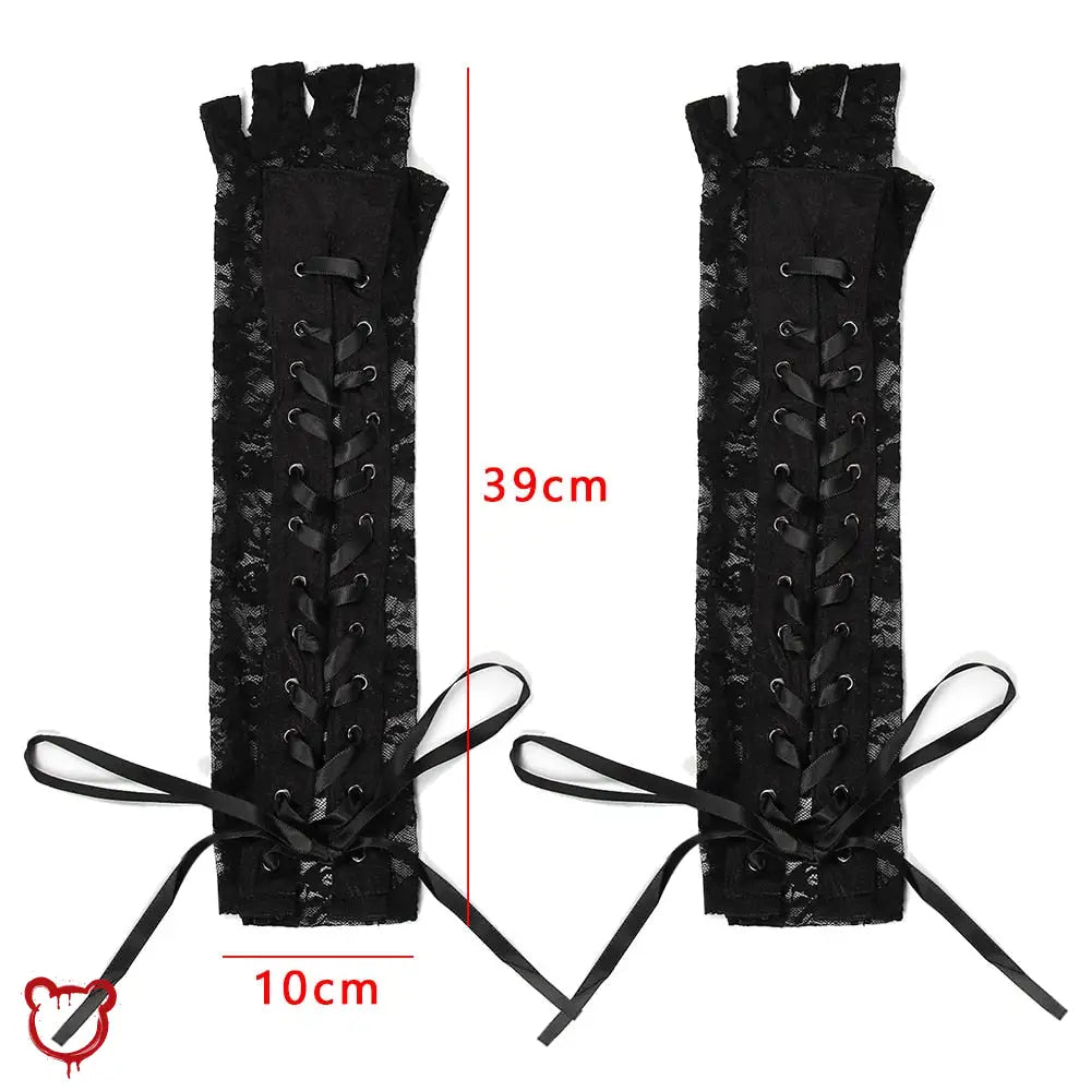 "Dark Lace Goth Gloves" - The Cursed Closet