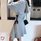 The Cursed Closet 'Misery' Gray or Black lace up hooded casual dress at $39.99 USD