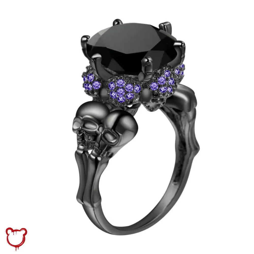 The Cursed Closet Queen Of Darkness Purple Skull Rhodium Ring at $11.99 USD