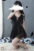 Devilish Black Mesh Night Dress Clothing