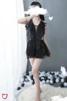 Devilish Black Mesh Night Dress Clothing