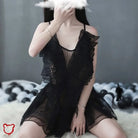 Devilish Black Mesh Night Dress Clothing