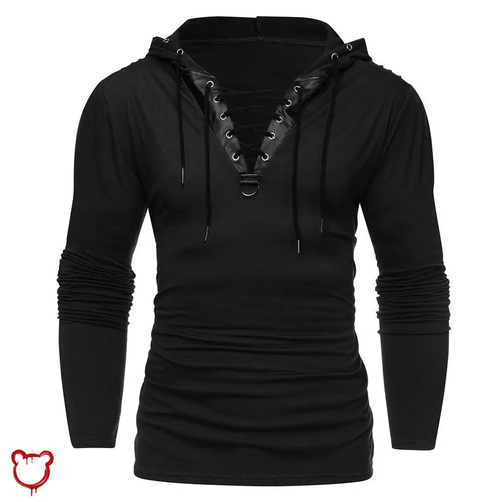 Dexters Goth V-Neck Hoodie Black / S Clothing