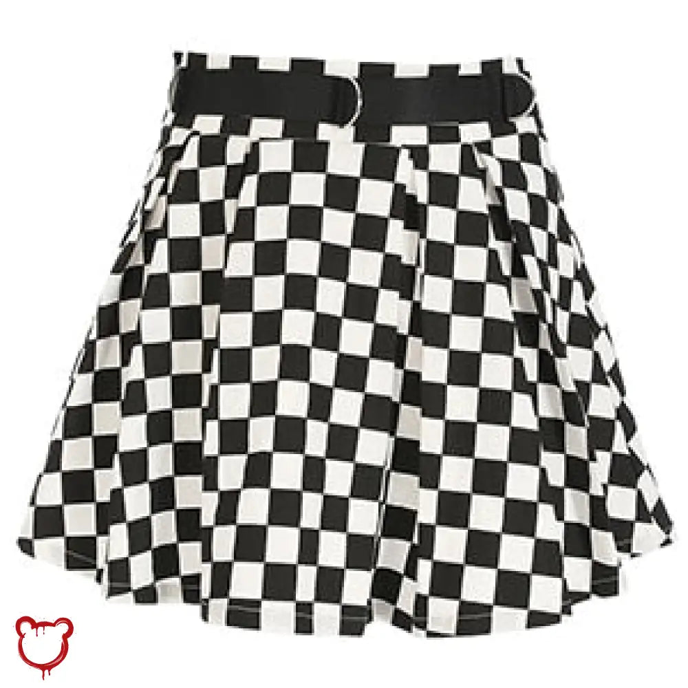 The Cursed Closet 'Domino' Black and white check skirt at $28.99 USD