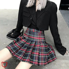 Edgy Black Red Plaid Skirt / S Clothing