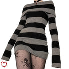 Embers Sweater Dress: Black/Grey & Red/Grey Black / S Clothing