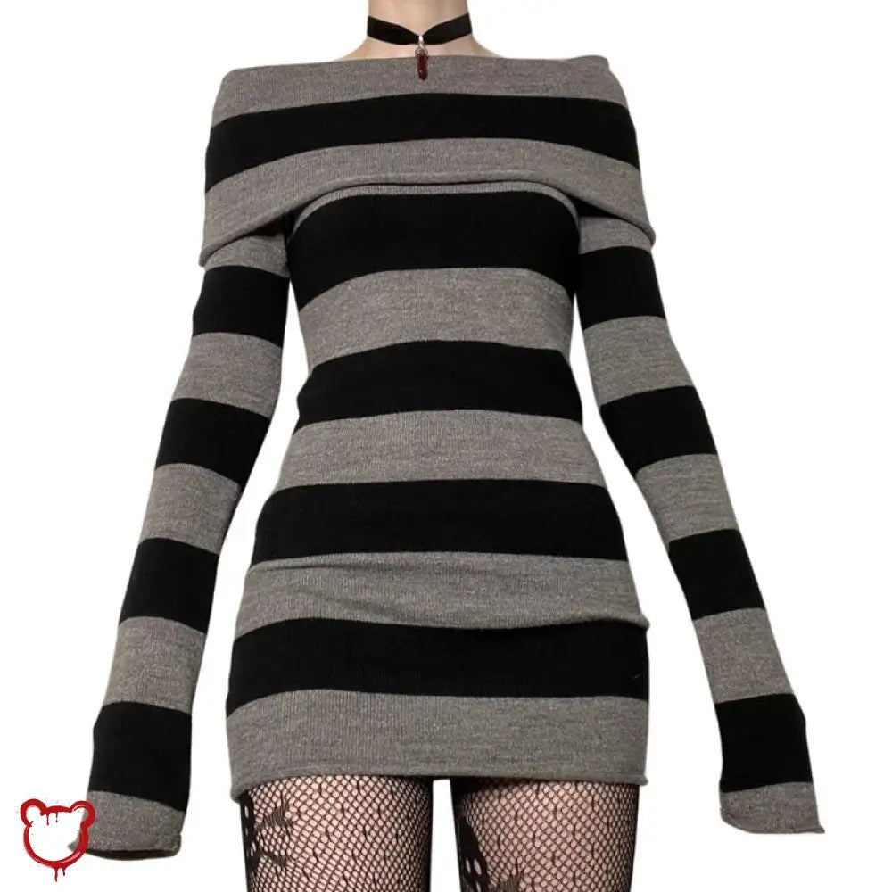 Embers' Sweater Dress: Black/Grey & Red/Grey - The Cursed Closet