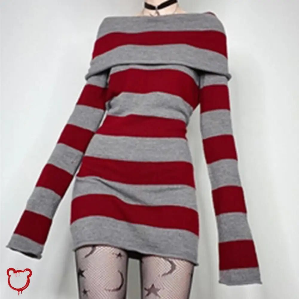 Embers' Sweater Dress: Black/Grey & Red/Grey - The Cursed Closet