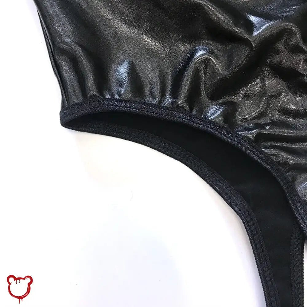 Entry' Latex Mesh Black Buckle PU Uniform Lingerie - The Cursed Closet