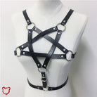 The Cursed Closet 'Envy' Faux leather star harness and O ring belt. 2 Piece set at $16.99 USD