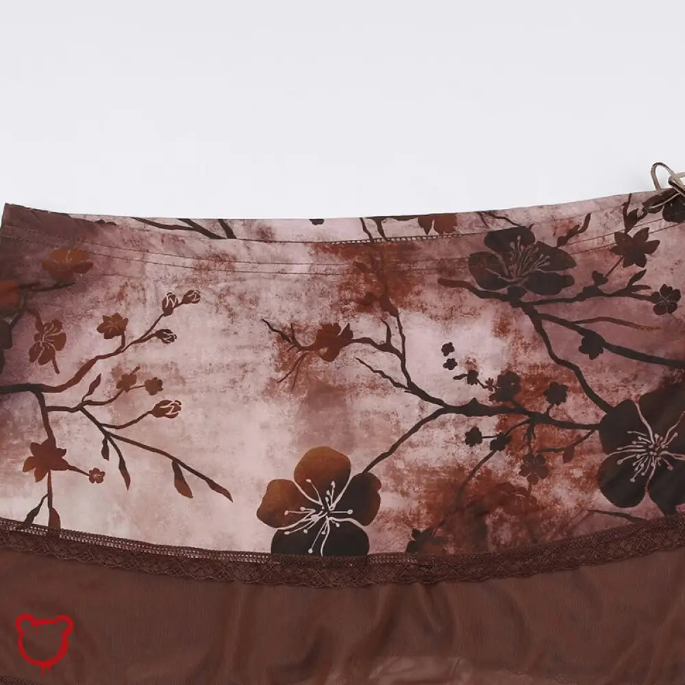 Fairycore Skirt: Floral Grunge Print Clothing