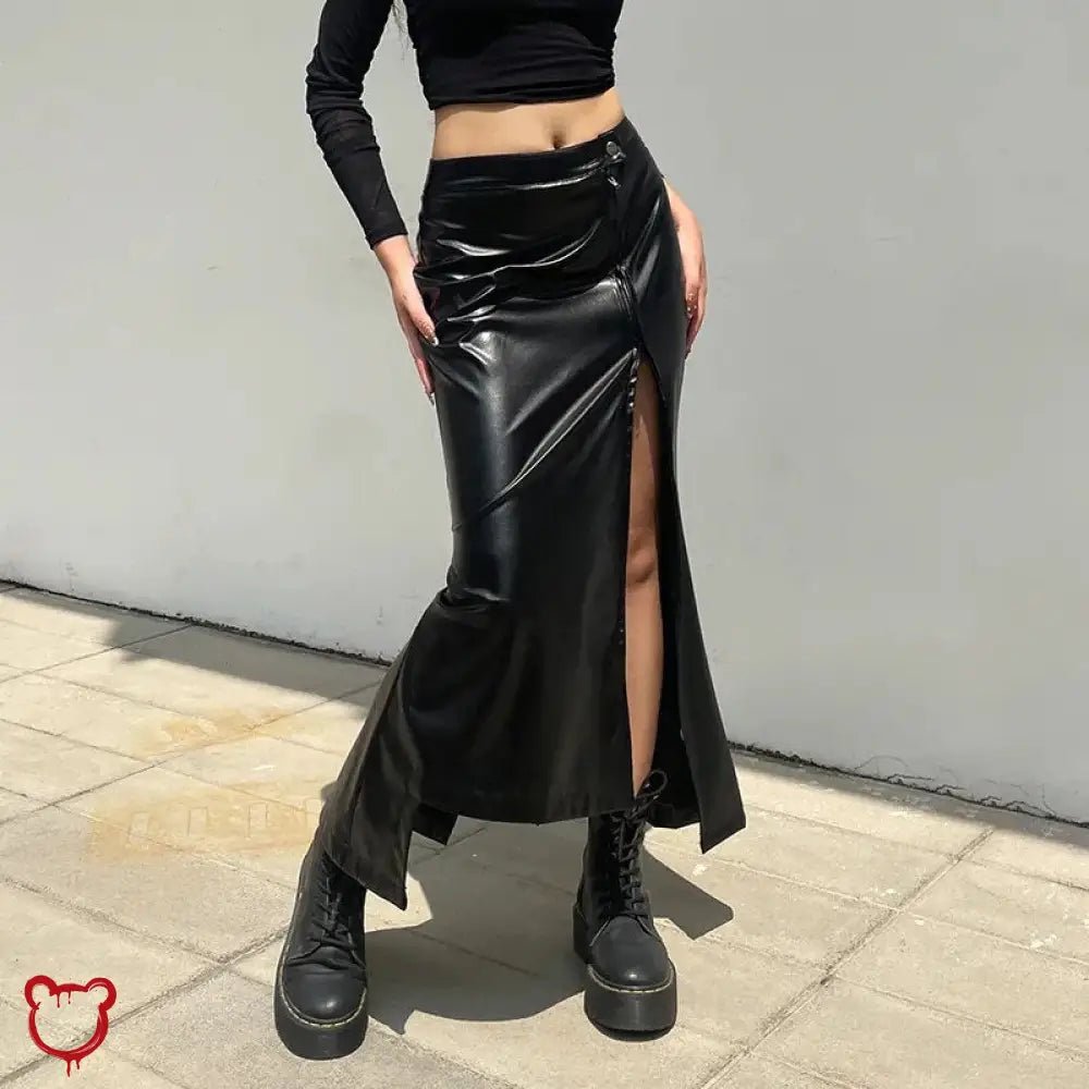 "Faux Leather Asymmetrical Skirt" - The Cursed Closet