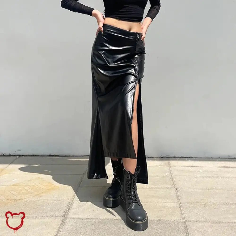 "Faux Leather Asymmetrical Skirt" - The Cursed Closet