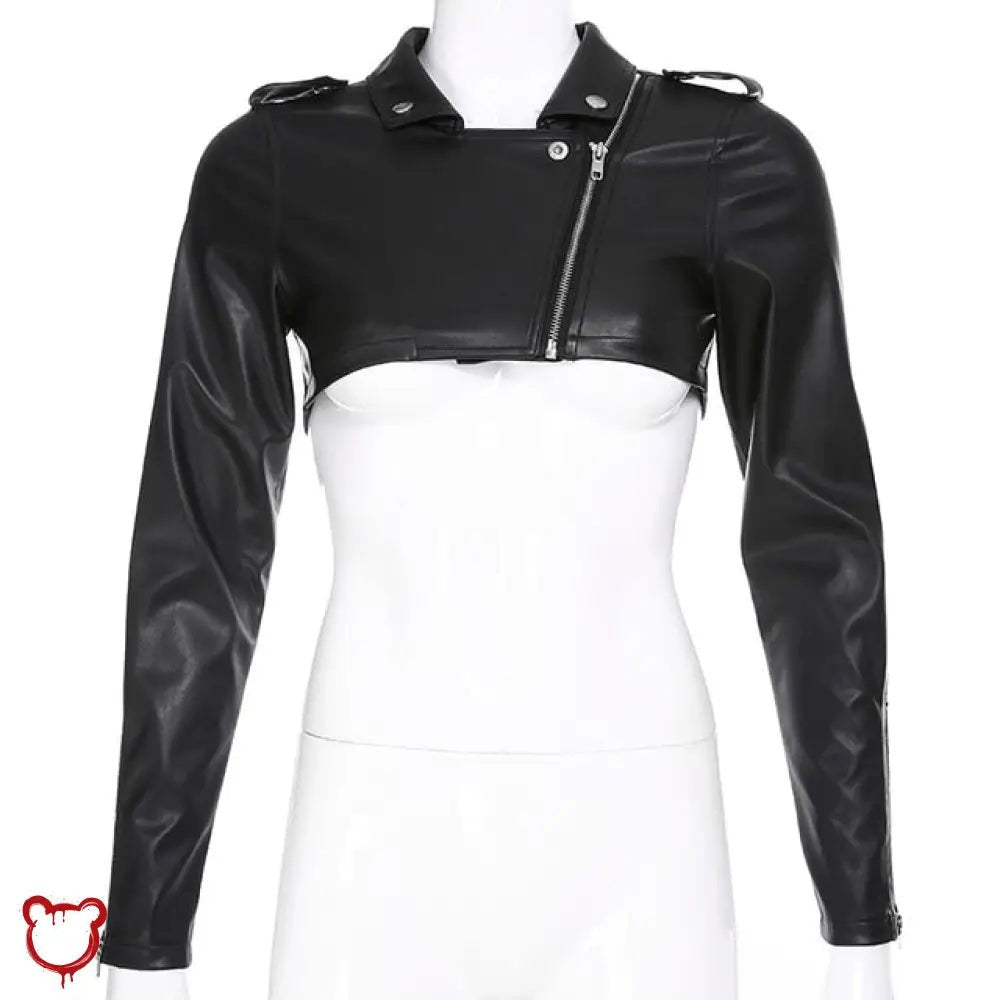 Faux Leather Crop Jacket - The Cursed Closet