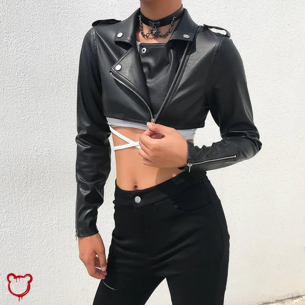 Faux Leather Crop Jacket - The Cursed Closet