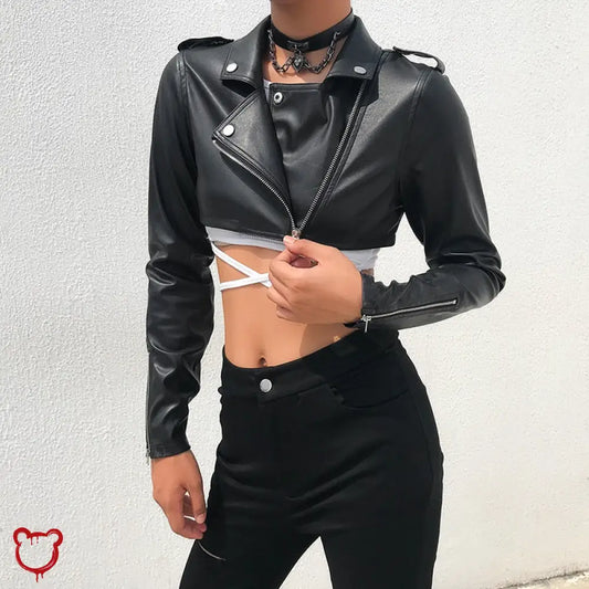 Faux Leather Crop Jacket Clothing