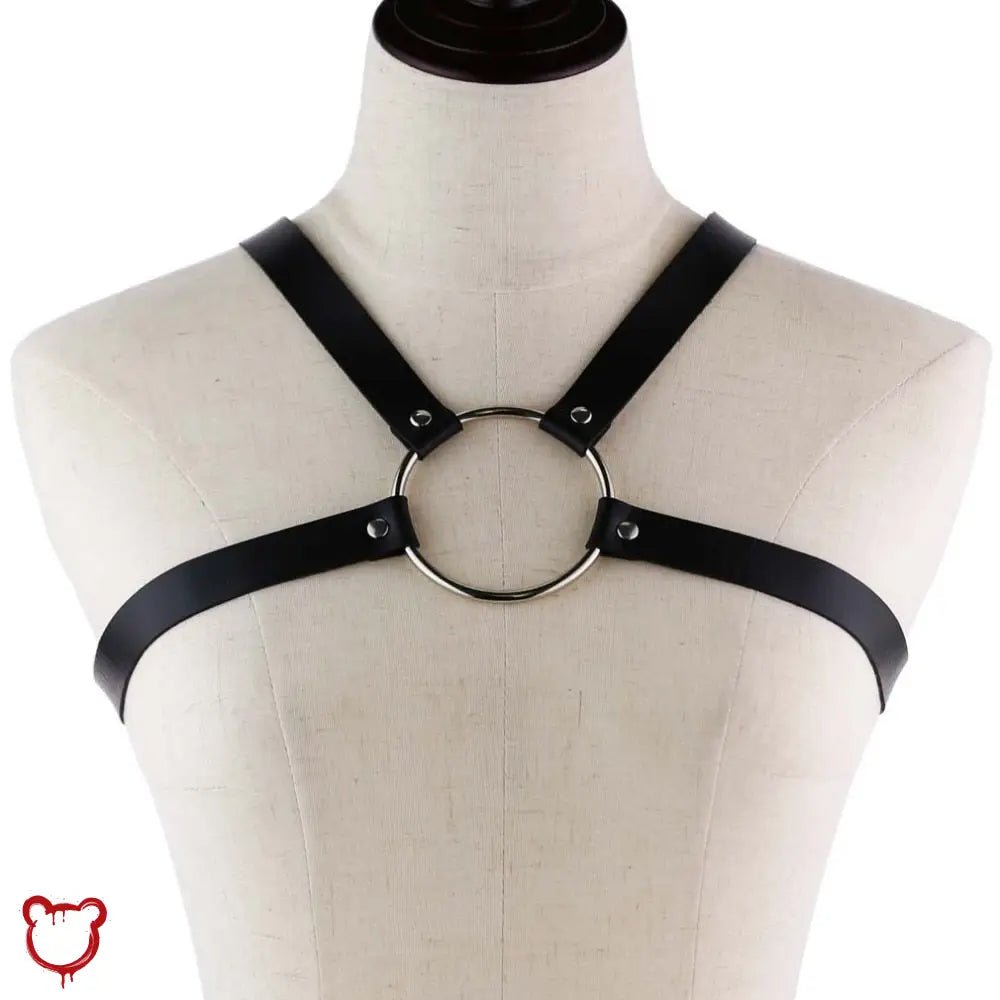 "Faux Leather O - Ring Harness - Black" - The Cursed Closet
