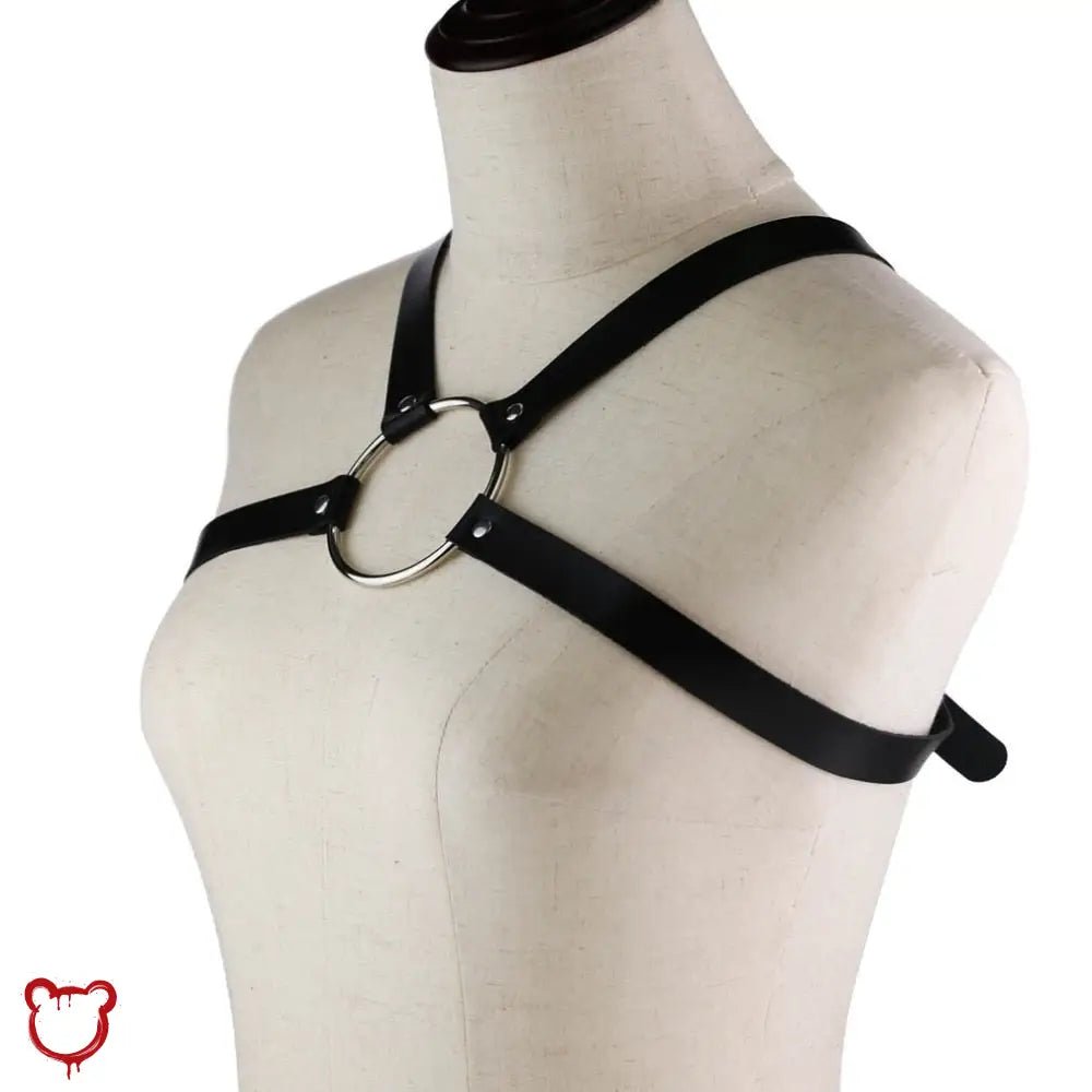 "Faux Leather O - Ring Harness - Black" - The Cursed Closet