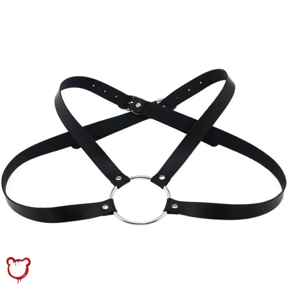 The Cursed Closet 'Freak' Black O ring faux leather harness at $19.99 USD