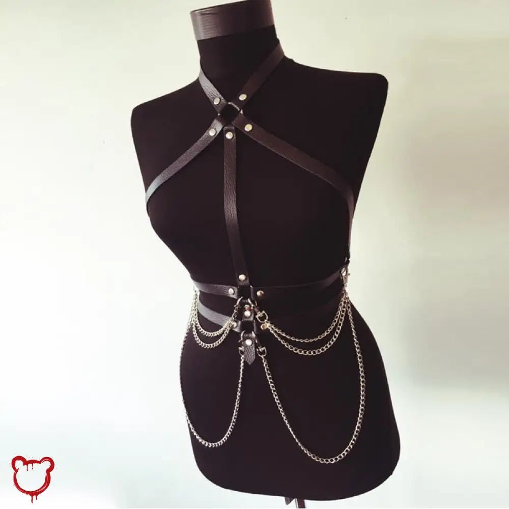 "Faux Leather Slave Chain Harness" - The Cursed Closet