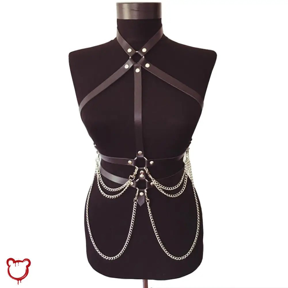 "Faux Leather Slave Chain Harness" - The Cursed Closet