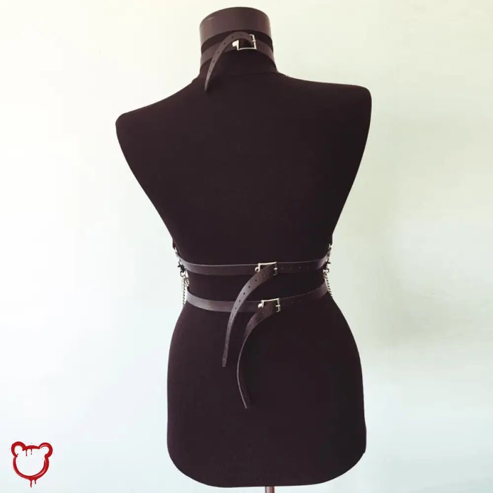 "Faux Leather Slave Chain Harness" - The Cursed Closet