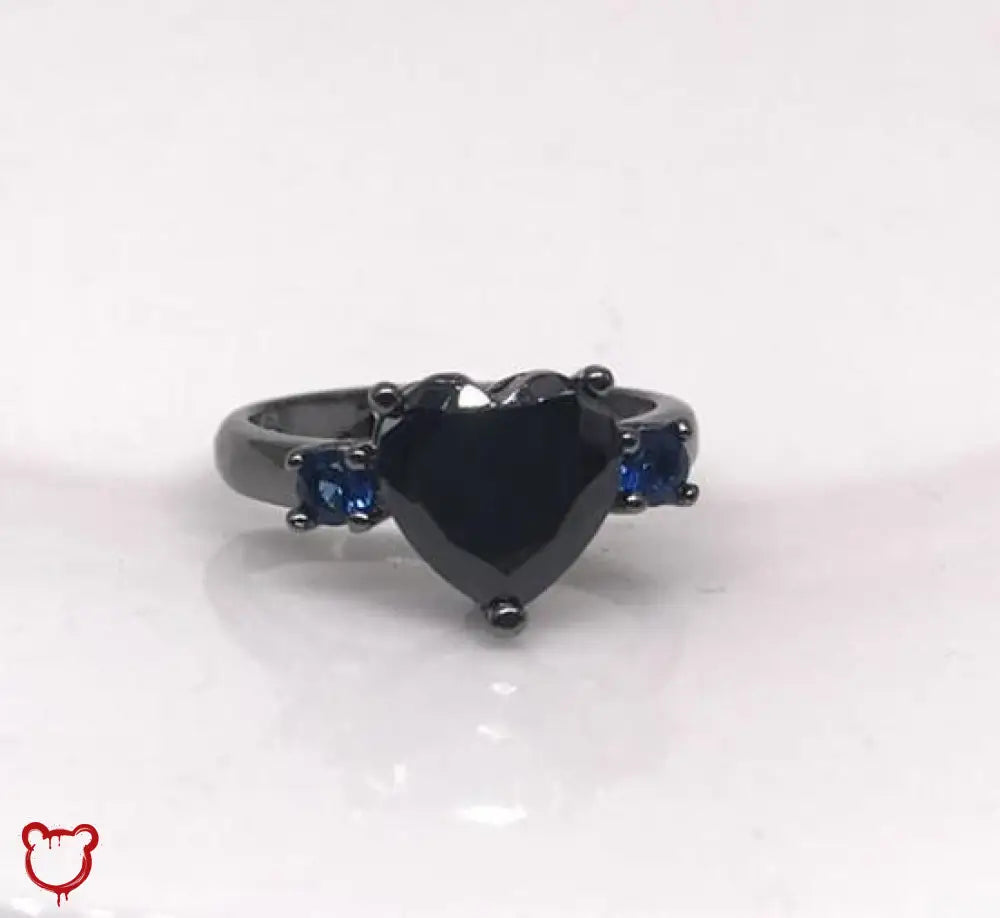 Forests Heart Ring (Black & Blue) 8 / Black Jewellery