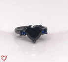 Forests Heart Ring (Black & Blue) 8 / Black Jewellery