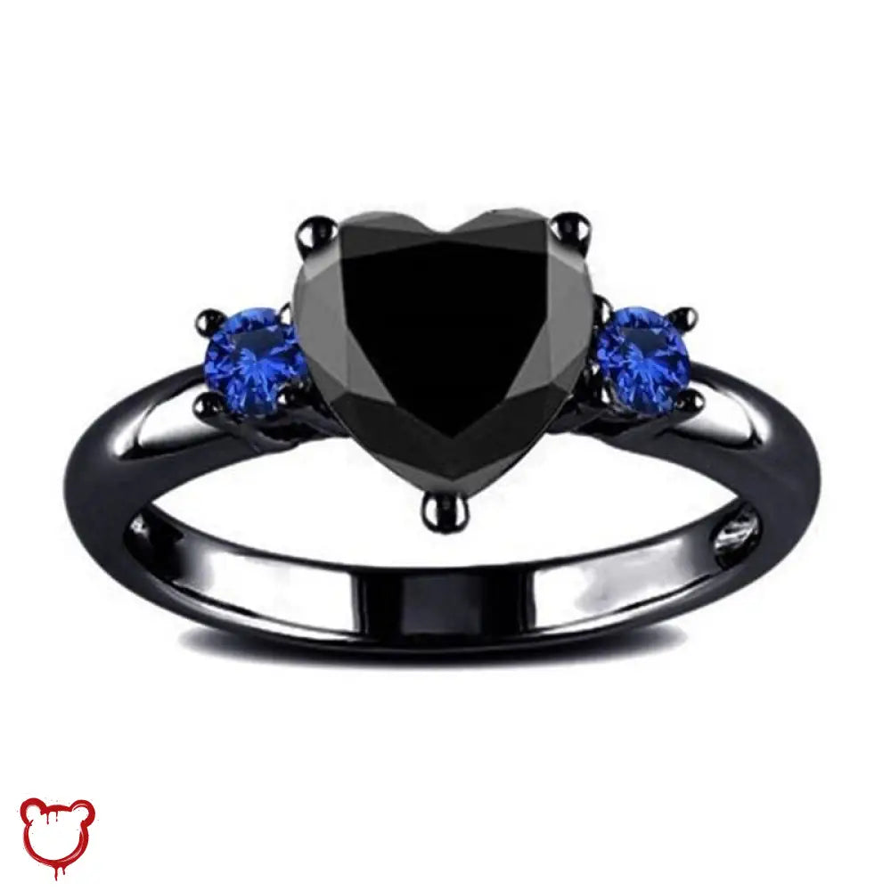 Forests Heart Ring (Black & Blue) 9 / Black Jewellery