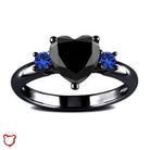 Forests Heart Ring (Black & Blue) 9 / Black Jewellery