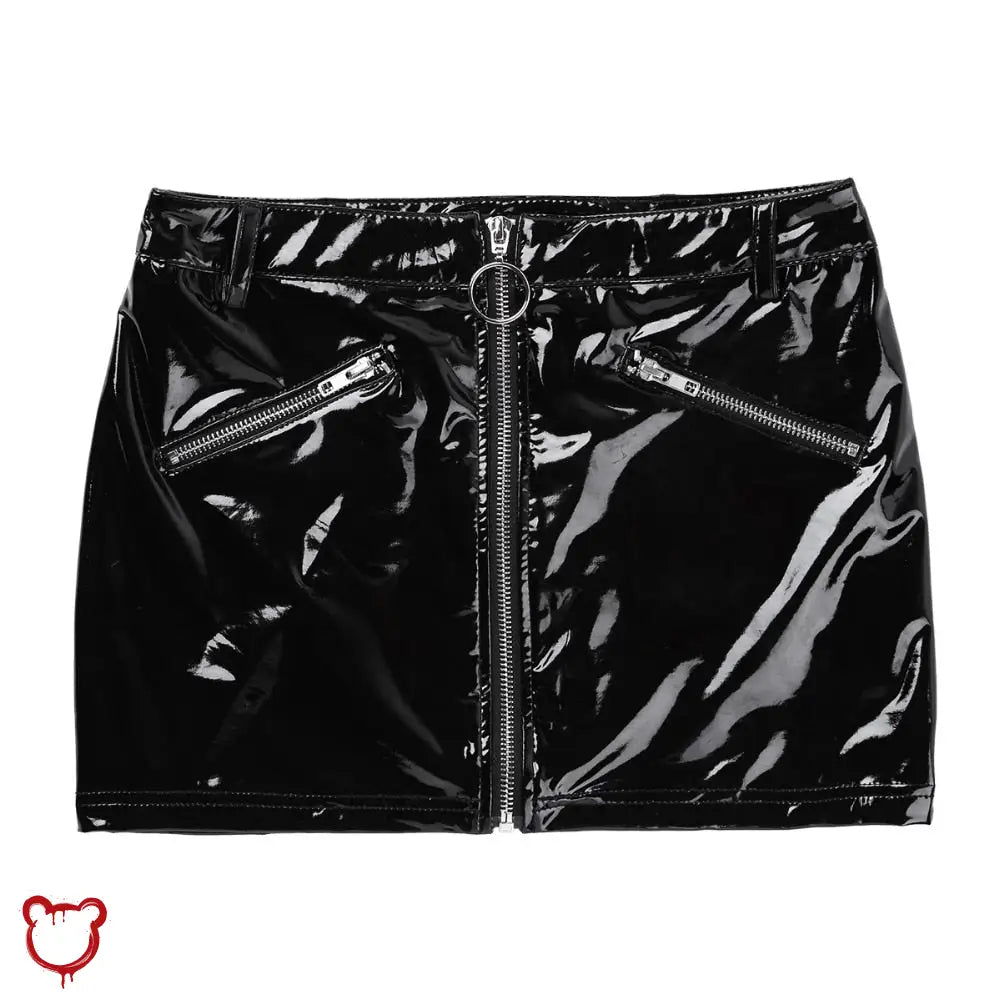 Frankensteins Wet Look Mini Skirt Black / Xl Clothing