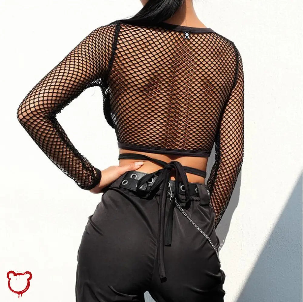 Funky Fishnet Crossover Top Black / M Clothing