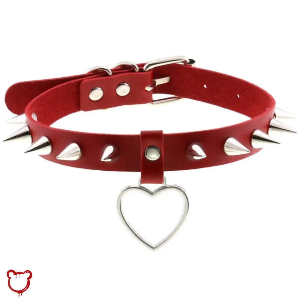 The Cursed Closet 'Enraged' Spike heart choker at $14.99 USD