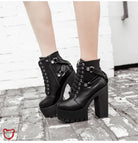 Goth Black Ankle Boots Footwear