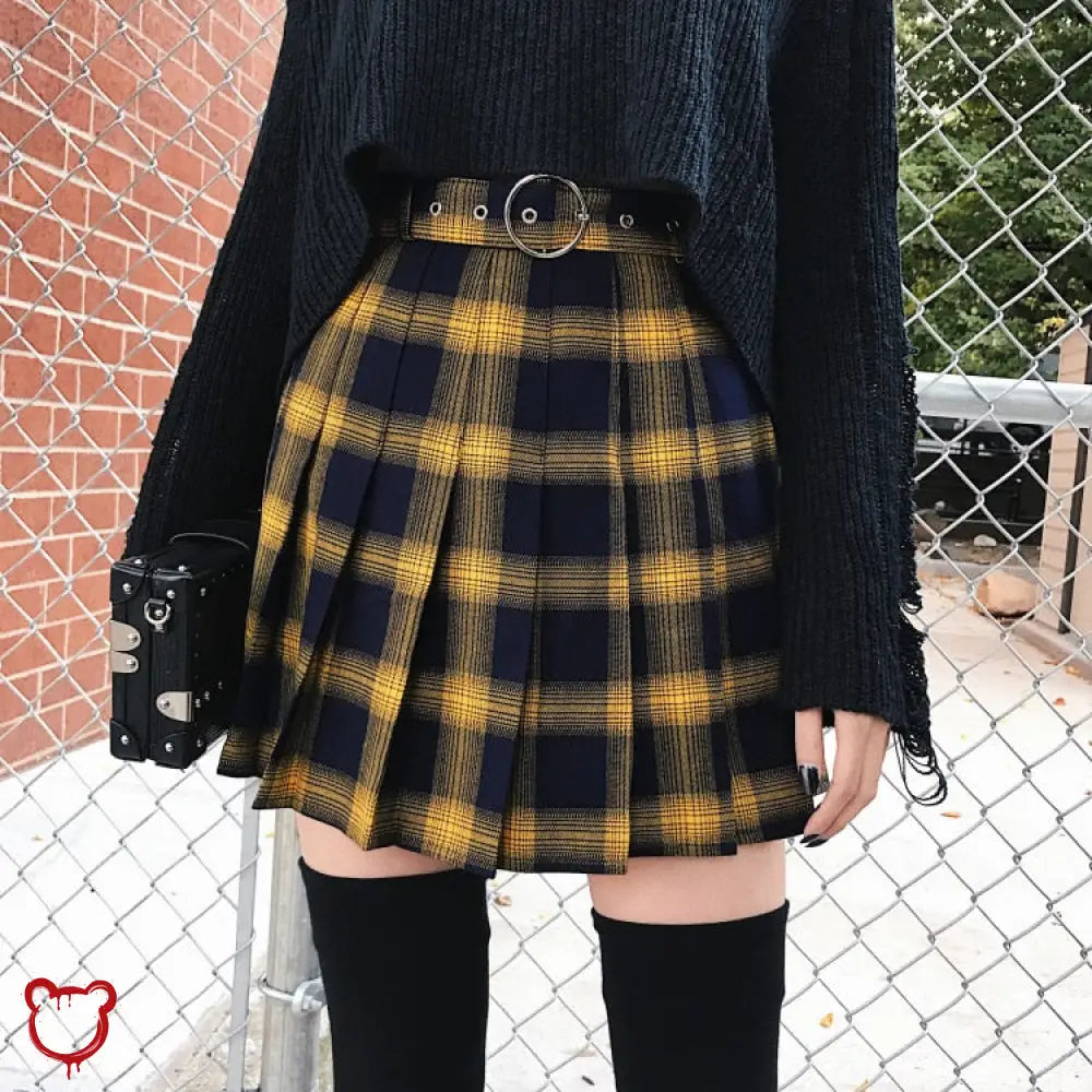 Goth Plaid Skirt Yellow / Xs Clothing