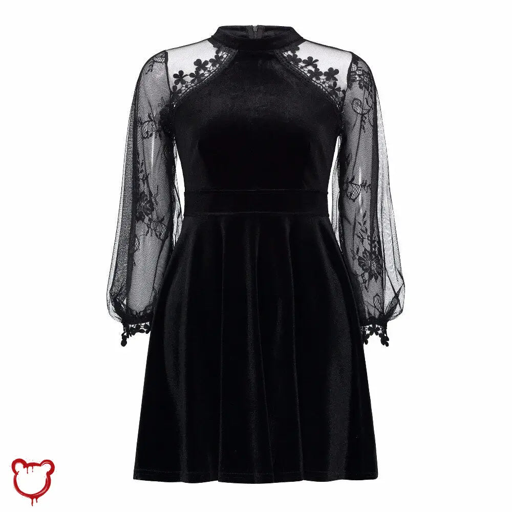 Goth Velvet Lace Dress Black / M Clothing