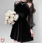 Goth Velvet Lace Dress Black / S Clothing