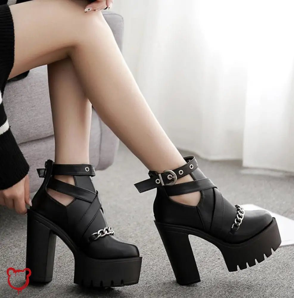 Gothic Ankle Chain Platform Boots.