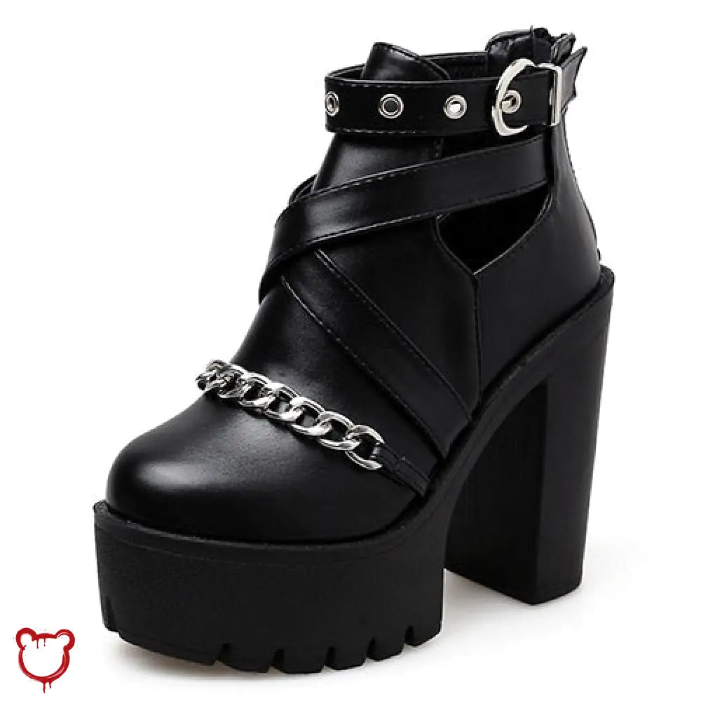 Gothic Ankle Chain Platform Boots. Black Shoes / 8 Footwear