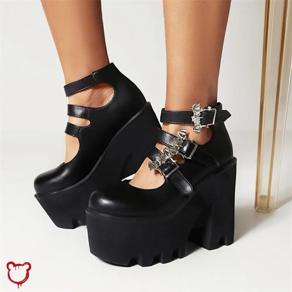 Gothic Bat Buckle Boots - The Cursed Closet