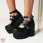 Gothic Bat Buckle Boots Footwear