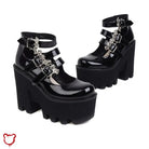 Gothic Bat Buckle Boots Patent Leather / 5 Footwear