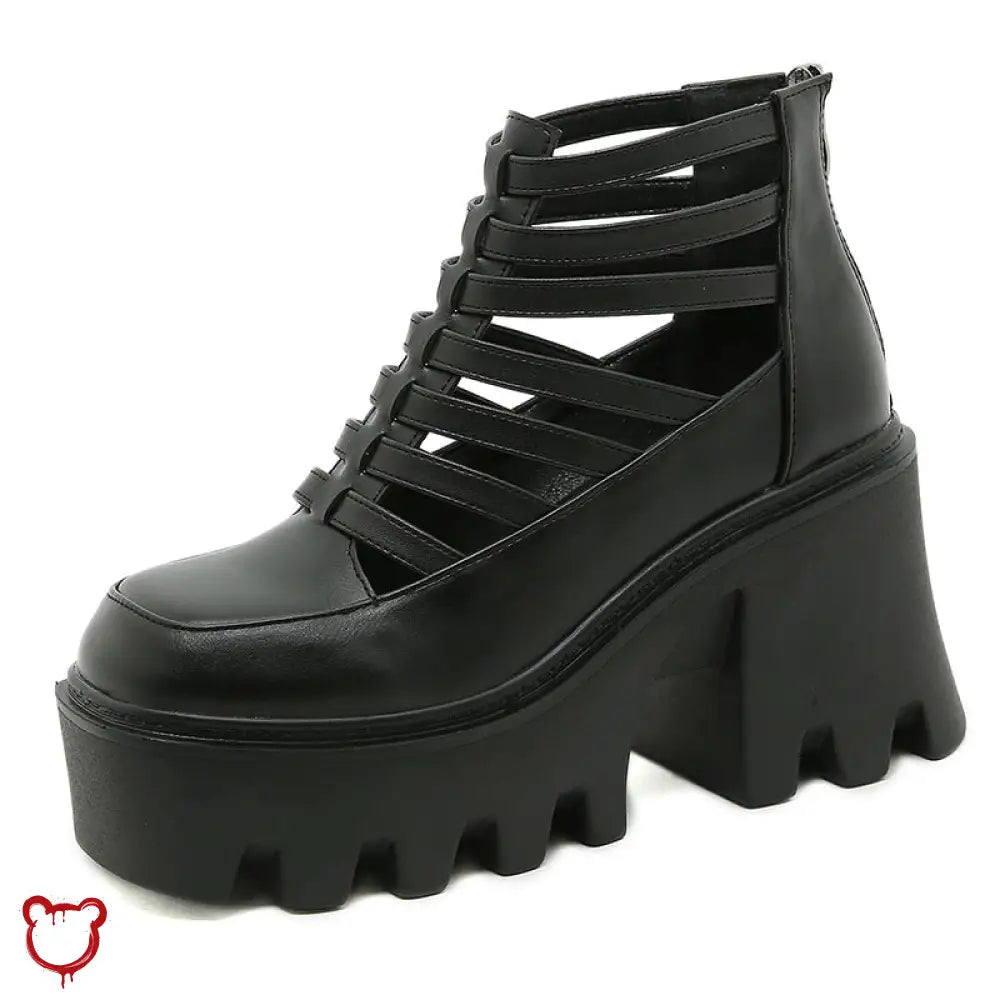 Gothic Black Platform Shoes Black / 35 Footwear