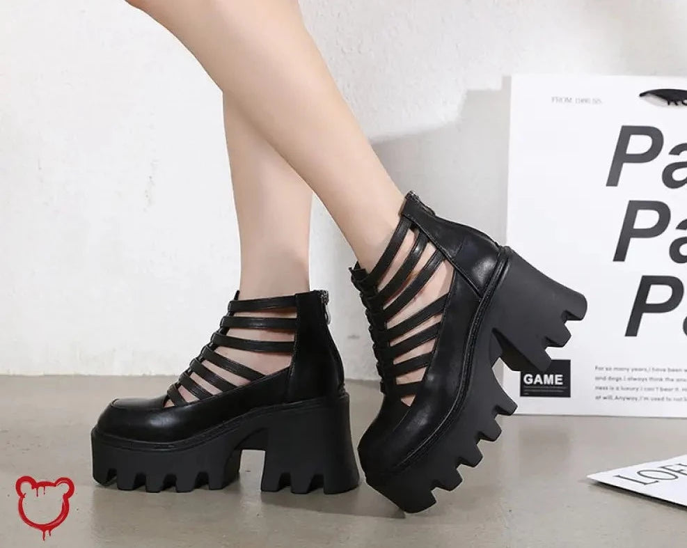 Gothic Black Platform Shoes Footwear