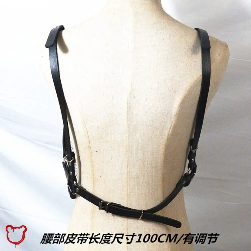 Gothic Chain Harness: Black Faux Leather Accessories